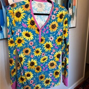 Little Sleepies Floral Pajama Set with Sunflower Print worn once!